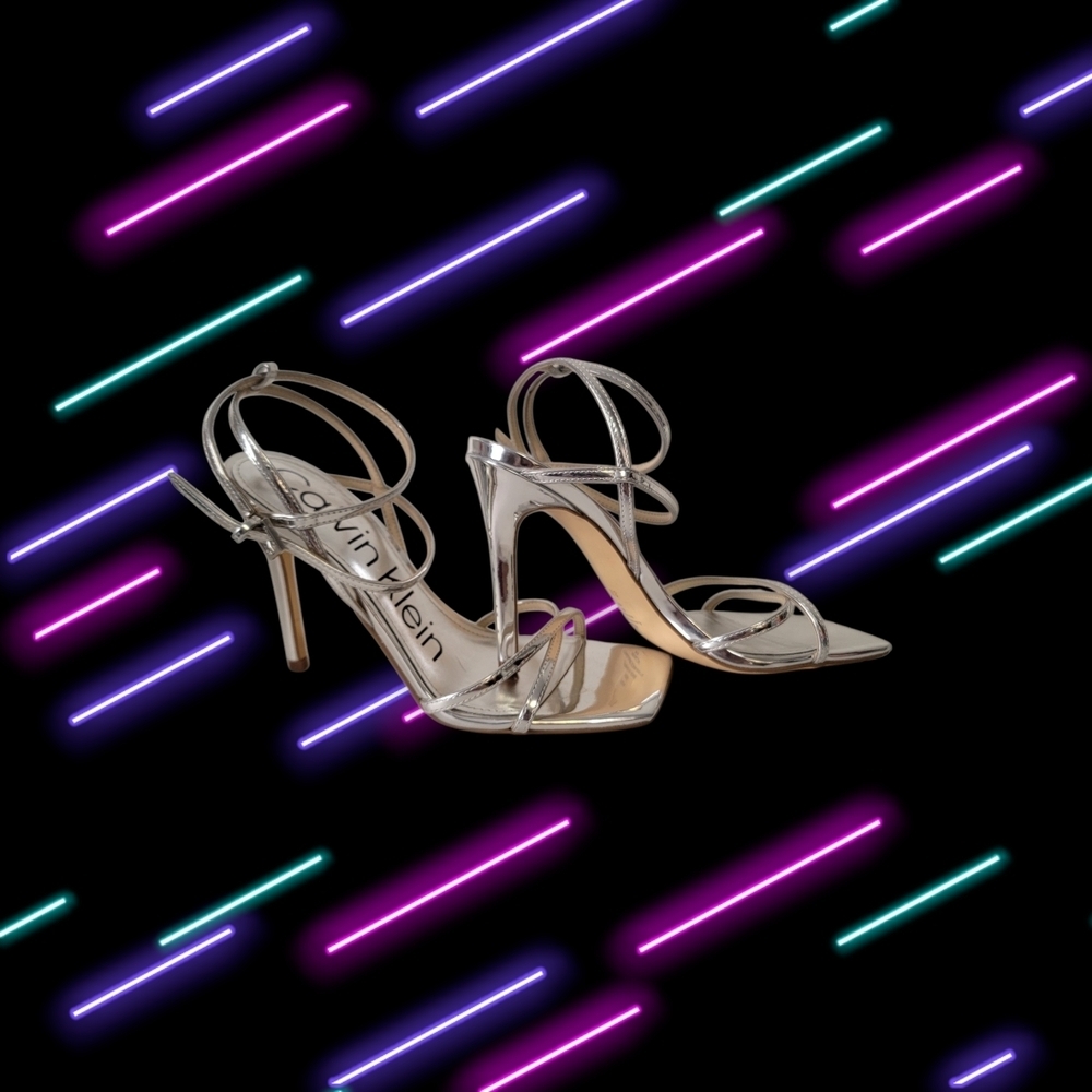 Calvin Klein Silver Women's Sandals Size 8. See Pics - Picture 2 of 9
